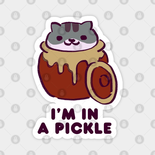 kitty collector cat pickles pickles in a pickling jar / i'm in a pickle Magnet by mudwizard