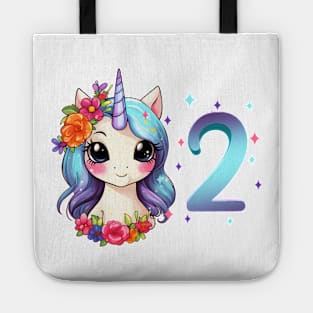 I am 2 with unicorn - girl birthday 2 years old Tote