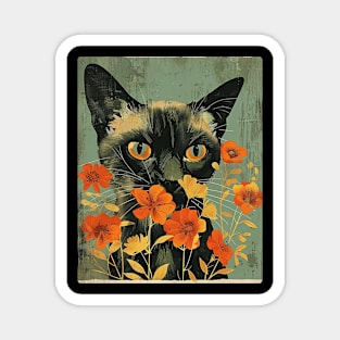 Tonkinese Cat Flowers Photo Art Funny Cat Lover Gift Idea Magnet