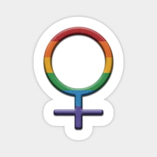 Rainbow Colored Round Lesbian Pride Female Gender Symbol Magnet