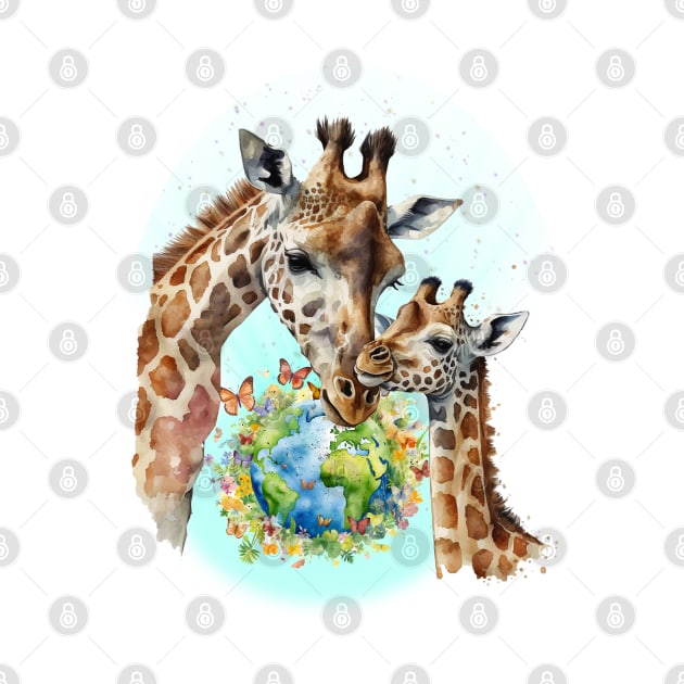 Mother Baby Giraffe by KEWDesign