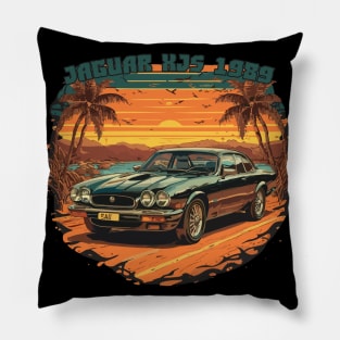 Jaguar XJS 1989 - Classic Car Vector Design Pillow