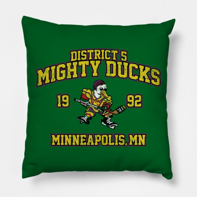 District 5 Ducks Pillow by huckblade