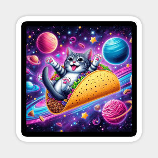 galaxy cat flying tacos Magnet