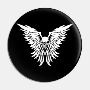 Classic Old School Skull Wings Illustration Pin