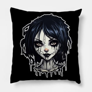 Scary Jester Goth Girl Pillow