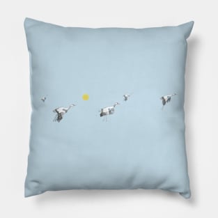 Flock of Migrating White Storks Ciconia ciconia in Flight Pillow