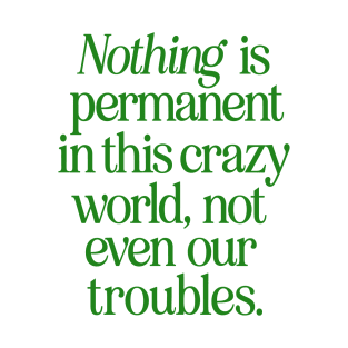 Nothing is Permanent in This Crazy World Not Even Our Troubles T-Shirt