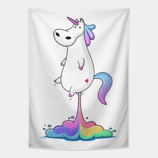 Rainbow Unicorn With Heart LGBT Pride Tapestry