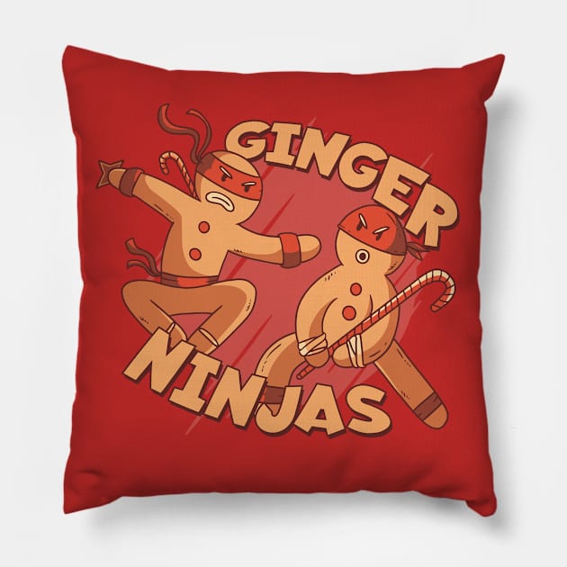 Ginger Ninjas | Funny Christmas Pillow by SLAG_Creative