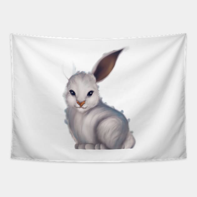 Cute Hare Drawing Tapestry by Play Zoo