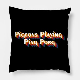 retro vintage Pigeons Playing Ping Pong Pillow