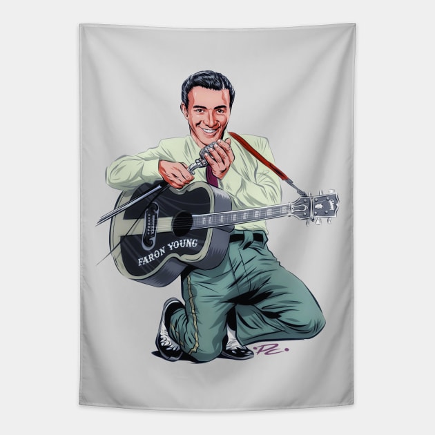 Faron Young - An illustration by Paul Cemmick Tapestry by PLAYDIGITAL2020