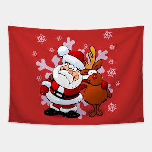 Santa Claus with Reindeer Tapestry