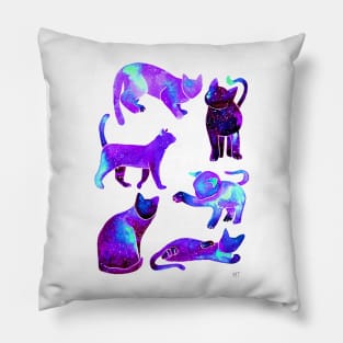 Galaxy Cats Pattern - Neon Pillow