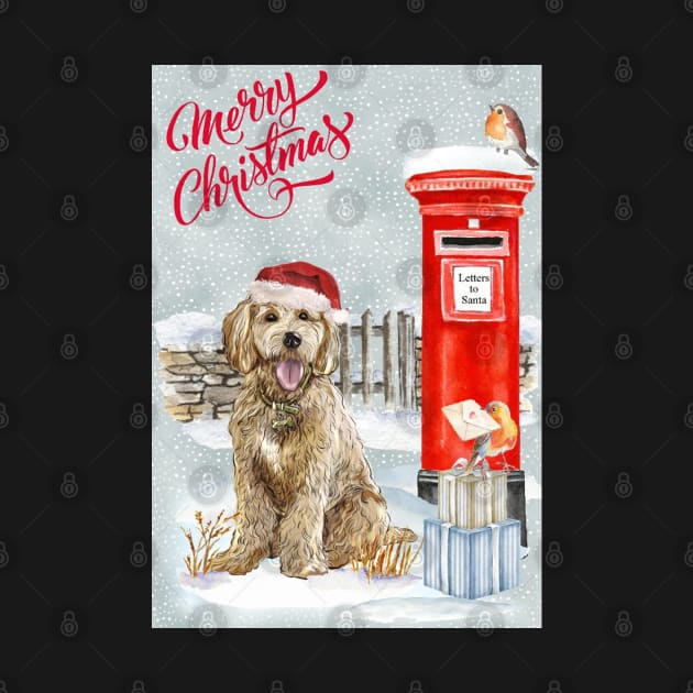 Goldendoodle Merry Christmas Santa Dog by Puppy Eyes