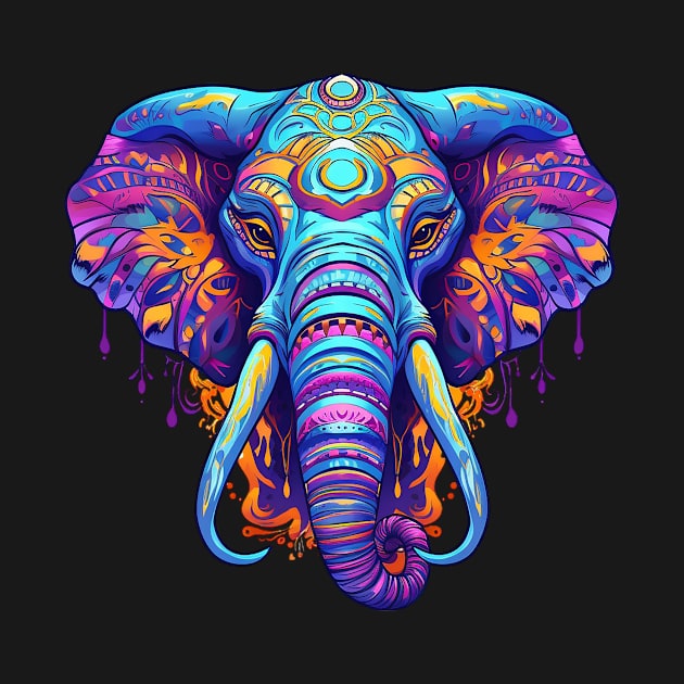 Psychedelic Elephant by Heather Roberts Art