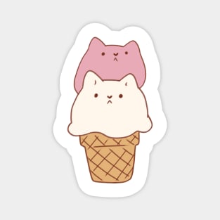 Cute Ice cream cat strawberry and vanilla Magnet