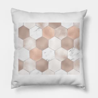 Rose pearl and marble hexagons Pillow