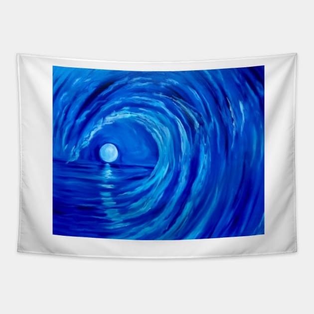 Wave in the Moonlight Tapestry by jennyleeandjim