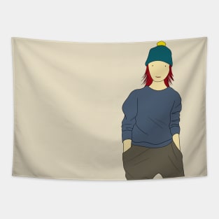 Girl wearing bobble hat Tapestry