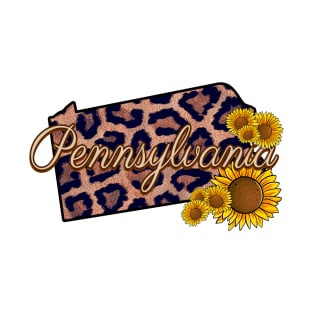 Pennsylvania State Leopard Print Sunflower Pride T-Shirt