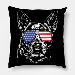 Australian Cattle Dog American Flag Sunglasses Pillow