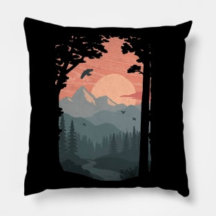 Into The Dark Woods Of The Mountain Forest - Wanderlust Pillow