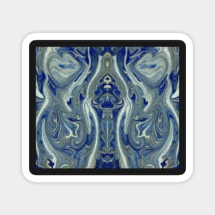 Blue Marble Aesthetic - Blue Fractals Abstract Pattern Magnet