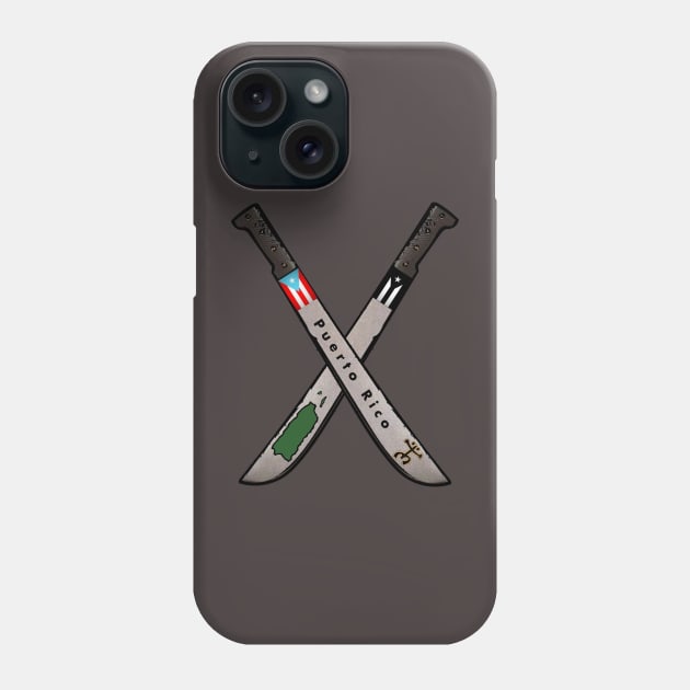 Puerto Rico Machete Flag Map Coqui Taino Phone Case by SoLunAgua