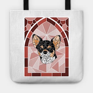 Stained Glass Black Chihuahua Tote