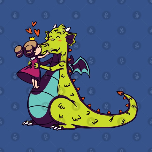 Little princess kisses dragon by Mako Design 