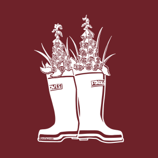 Foxglove White Lineart Rain Boots T-Shirt