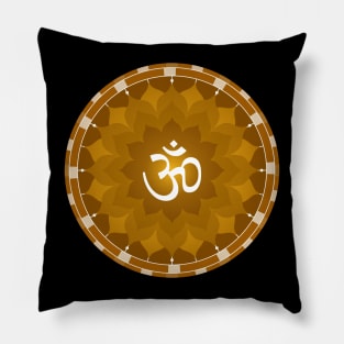 Bronze Lotus Flower Om Aum Symbol Sign Pillow