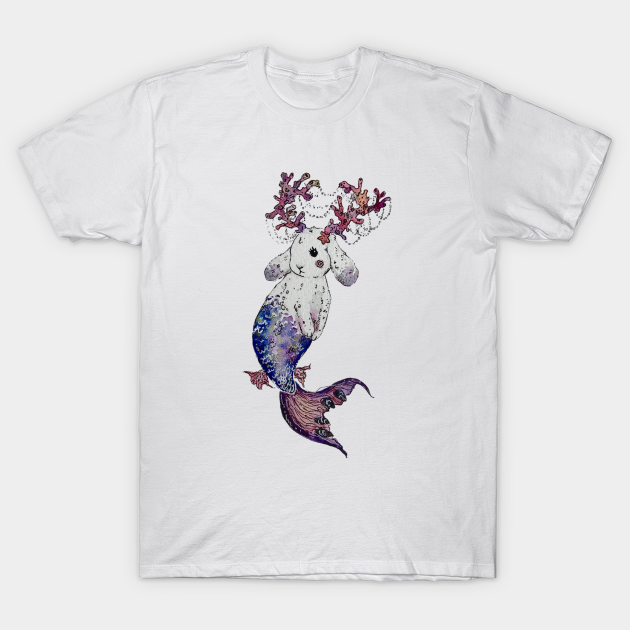 Coral Jackalope Mermaid Bunny - Bunnies - T-Shirt