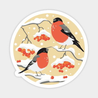 Bullfinches on rowan branches Magnet