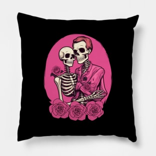 Preppy Skeleton, valentines day, pink skull Pillow