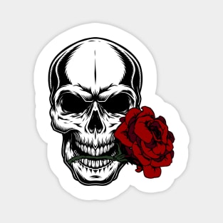 SKULL WITH RED ROSE 03 Magnet