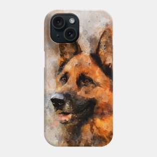 German Shepherd Dog Watercolor Portrait 04 Phone Case