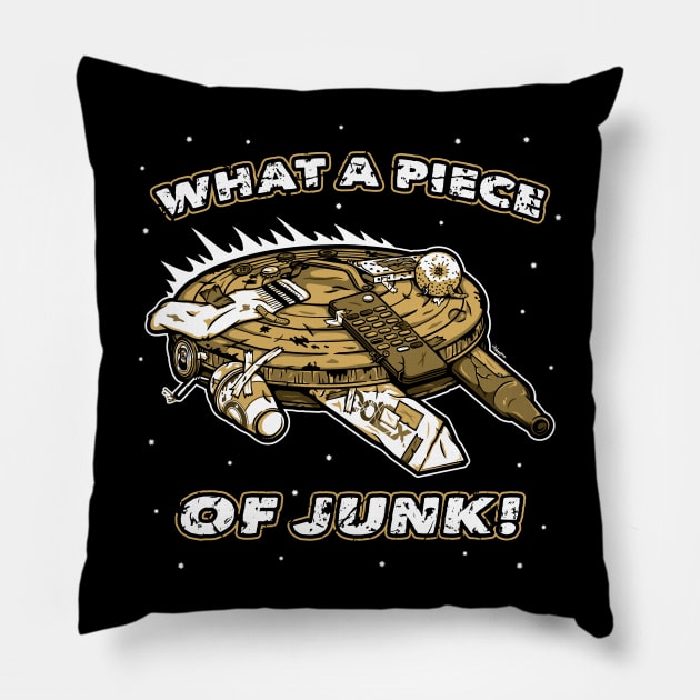 What a Piece of Junk! Pillow by mikehandyart