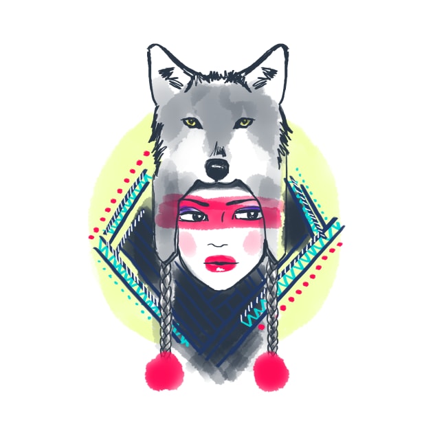 Girl with wolf hat by dejaliyah