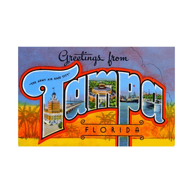 Greetings from Tampa, Florida - Vintage Large Letter Postcard by Naves