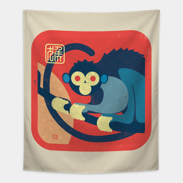 Chinese Zodiac Year Of The Monkey Chinese New Year Tapestry