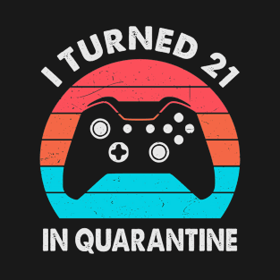 I Turned 21 In Quarantine - Retro Sunset Vintage 1999 21st Birthday Gift T-Shirt