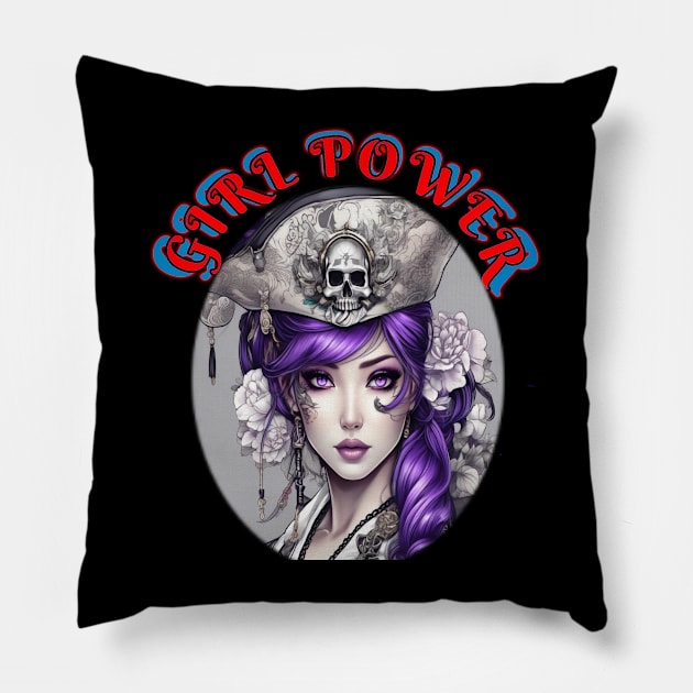 Girl power, purple Asian pirate Pillow by sailorsam1805