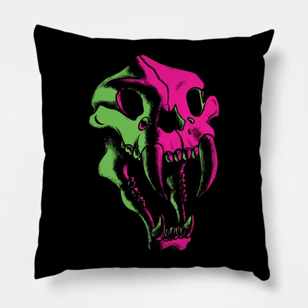 Sabertooth Skull Pillow by CliffeArts