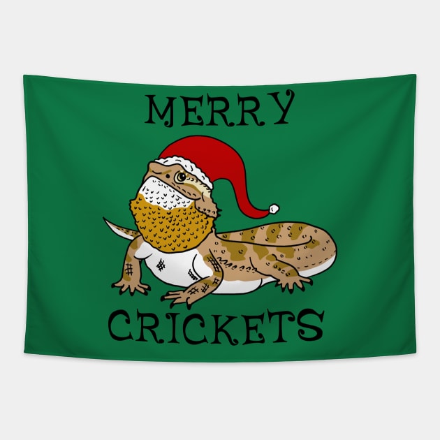 Merry Crickets Santa Bearded Dragon Tapestry by SNK Kreatures