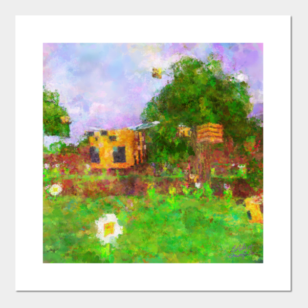 Minecraft Bee Impressionist Painting Minecraft Posters And Art Prints Teepublic