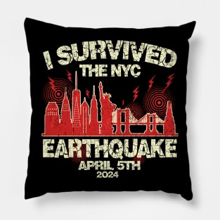 I Survived the NYC Earthquake April 5th 2024 Black Style Pillow