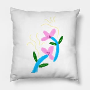 Pink blue flower art Pillow